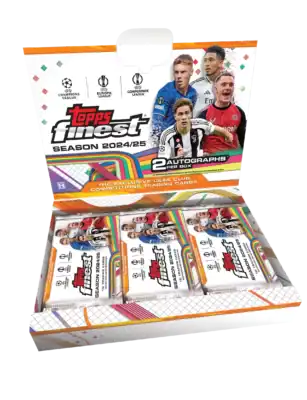 Autocollants de cartes à collectionner sportives Topps Finest 2024-25, featuring joueurs de football.