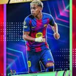 Carte de collection de Lamine Yamal, joueur du FC Barcelone, dans la série Topps Finest UCC 2025-26.